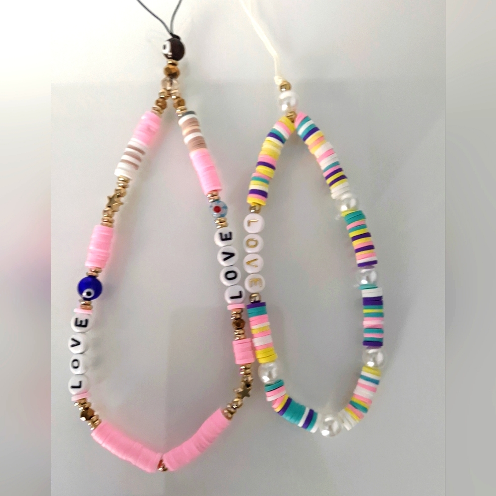 Phone Charms Trendy Beaded Phone Charms set of 2 Colorful Phone Bracelets